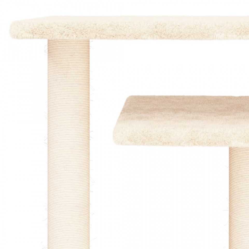 Stâlpi de zgâriat pentru pisici cu platforme, crem, 62,5 cm