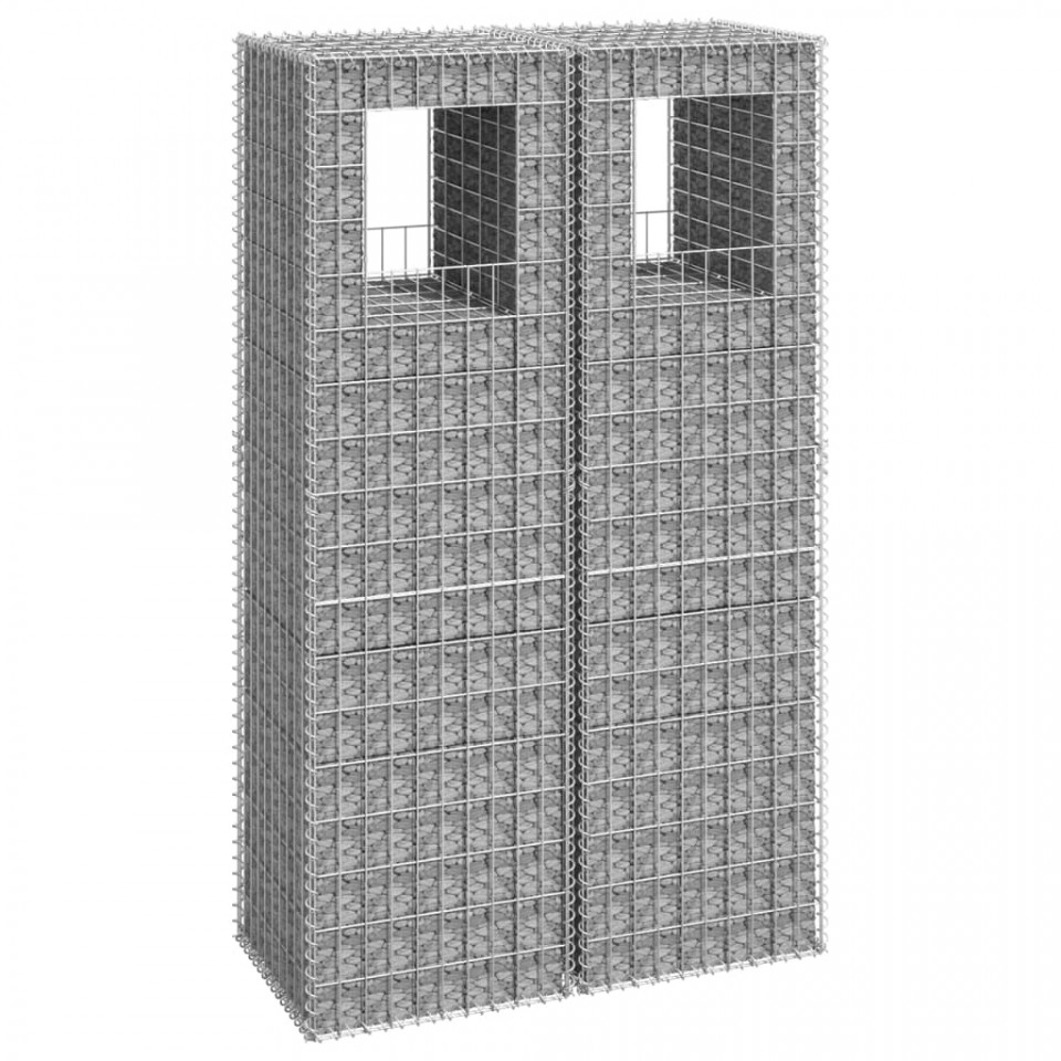 Stâlpi tip coș gabion, 2 buc., 50x50x180 cm, fier 50x50x180