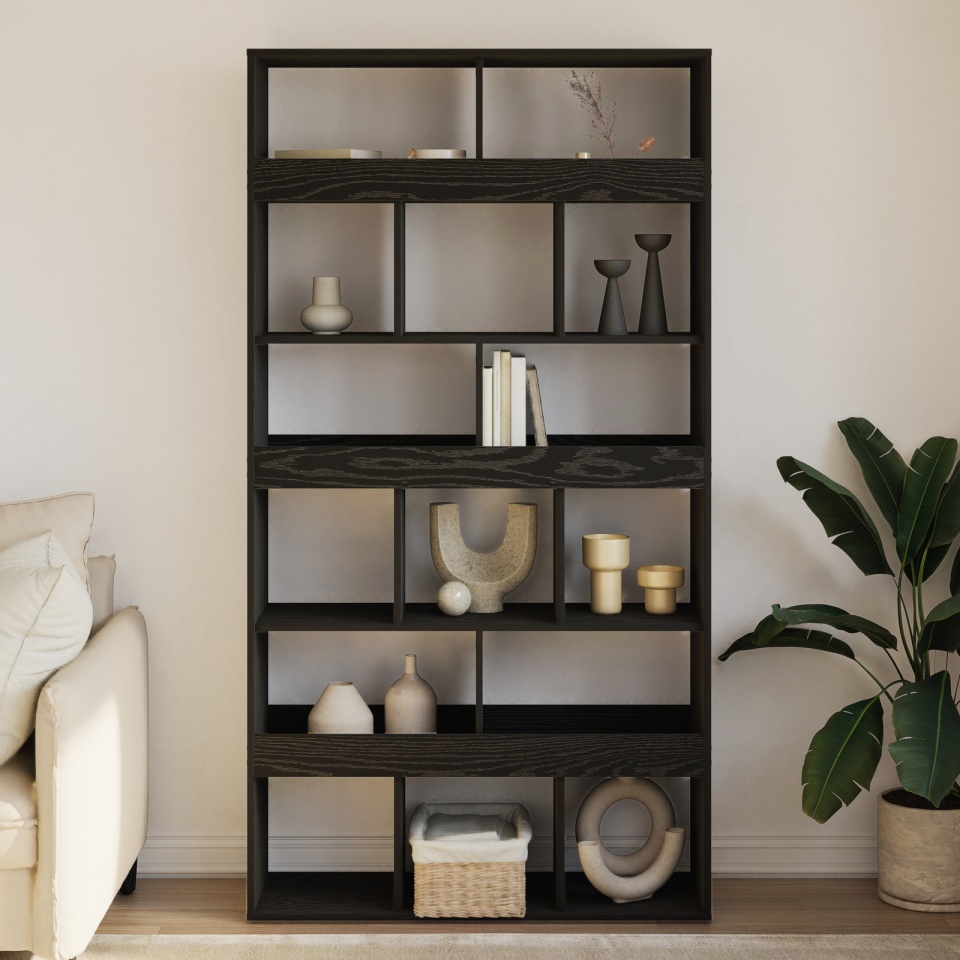 Suport de plante, stejar negru, 140x30x140 cm lemn prelucrat