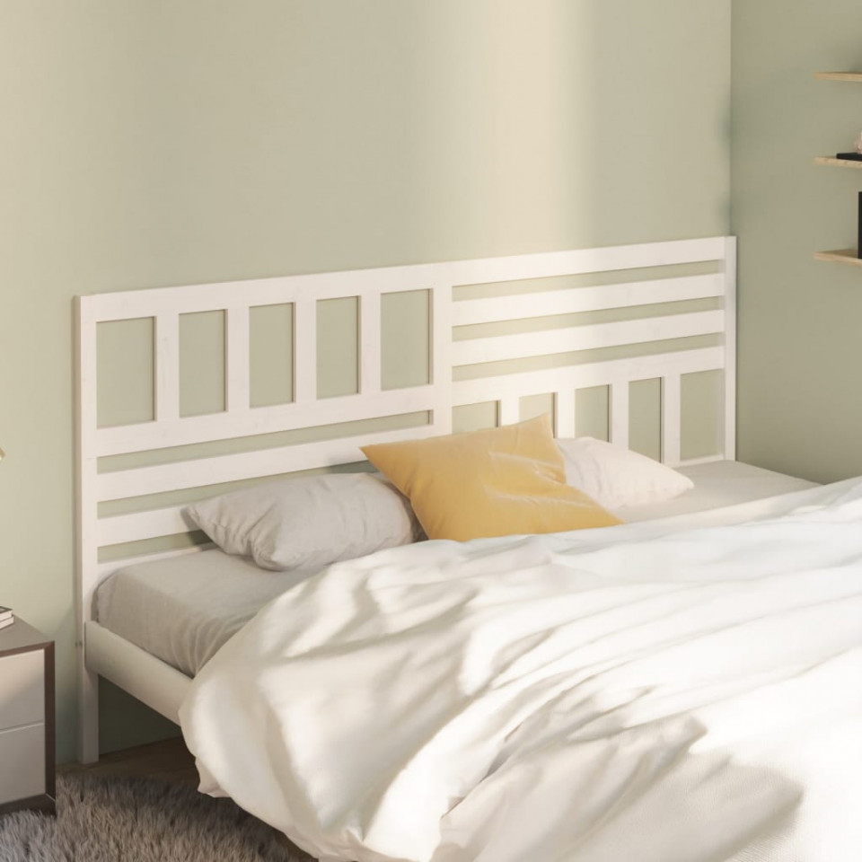 Tăblie de pat, alb, 186x4x100 cm, lemn masiv de pin Casa Practica
