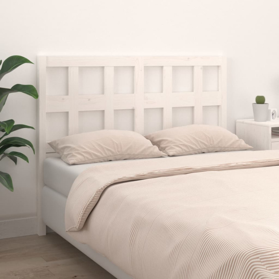 Poza Tablie de pat, alb, 205,5x4x100 cm, lemn masiv de pin