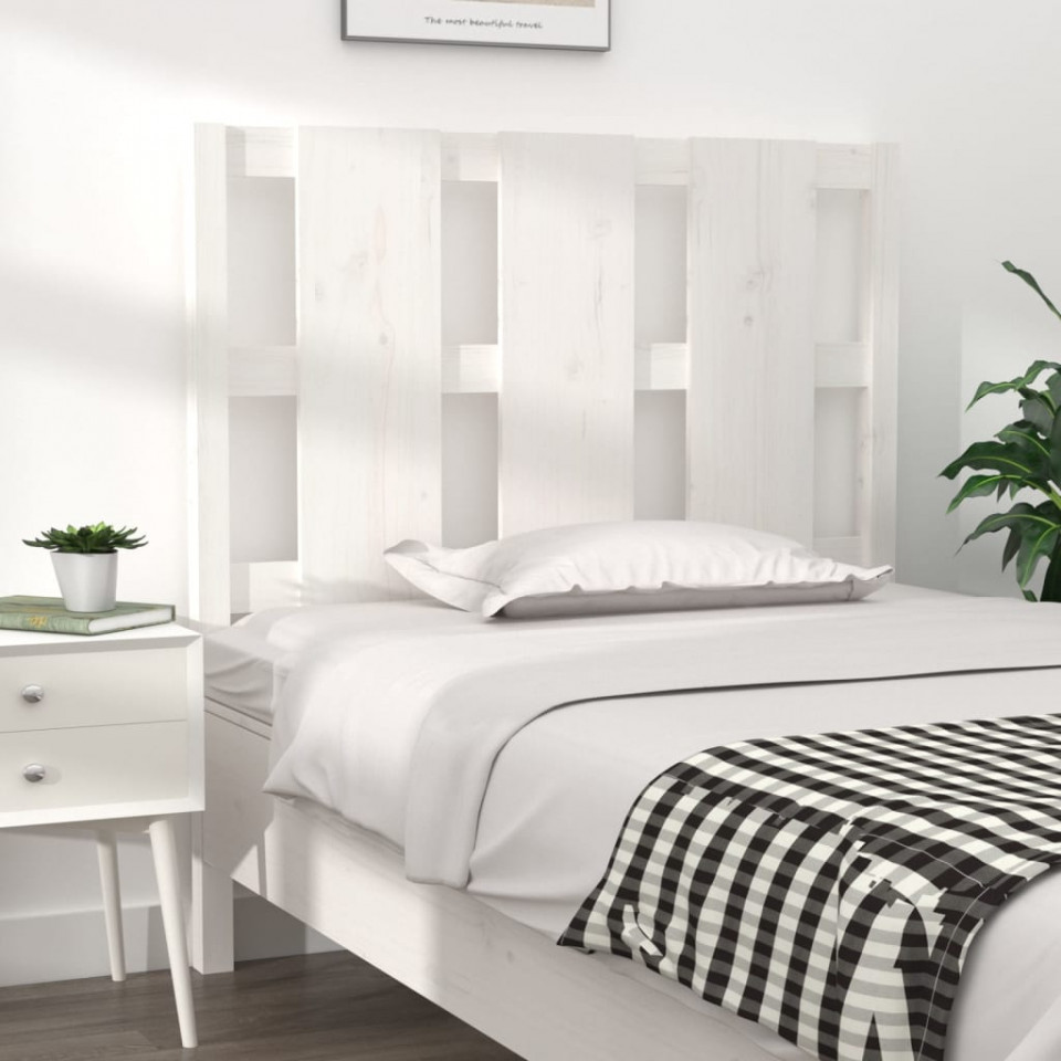 Poza Tablie de pat, alb, 95,5x4x100 cm, lemn masiv de pin