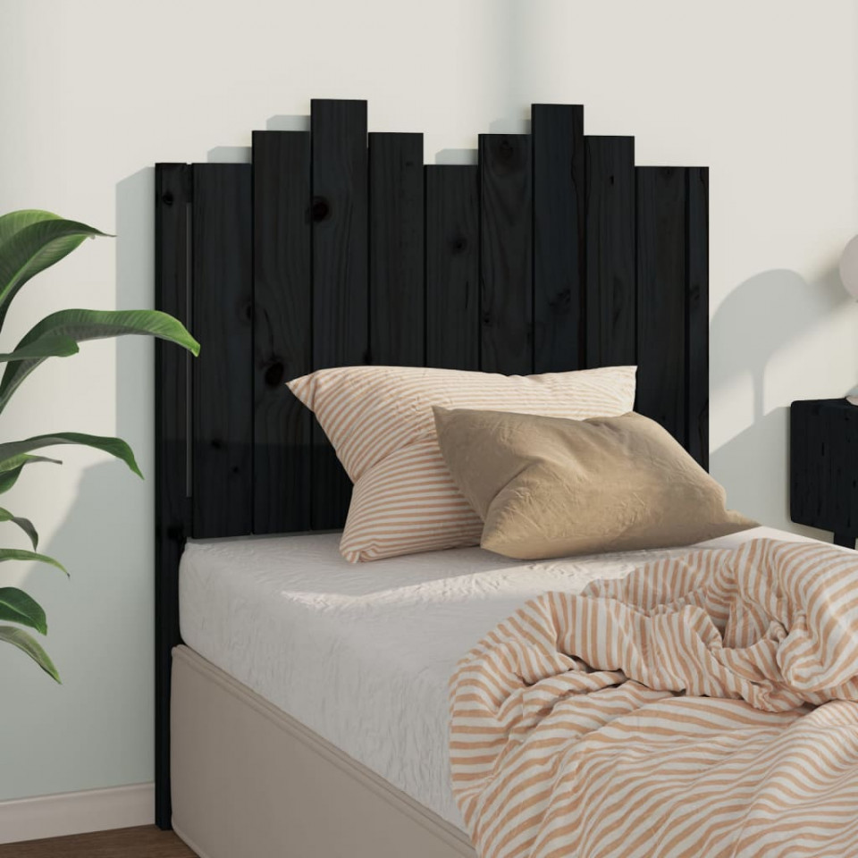 Poza Tablie de pat, negru, 96x4x110 cm, lemn masiv de pin