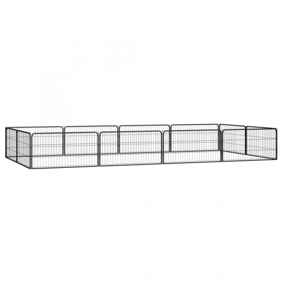 Țarc câini 12 panouri negru 100x50 cm oțel vopsit electrostatic