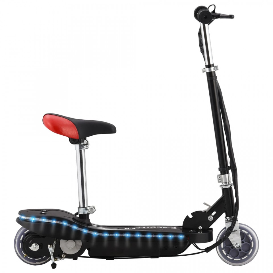 Trotinetă electrică cu șa și led-uri, negru, 120 w