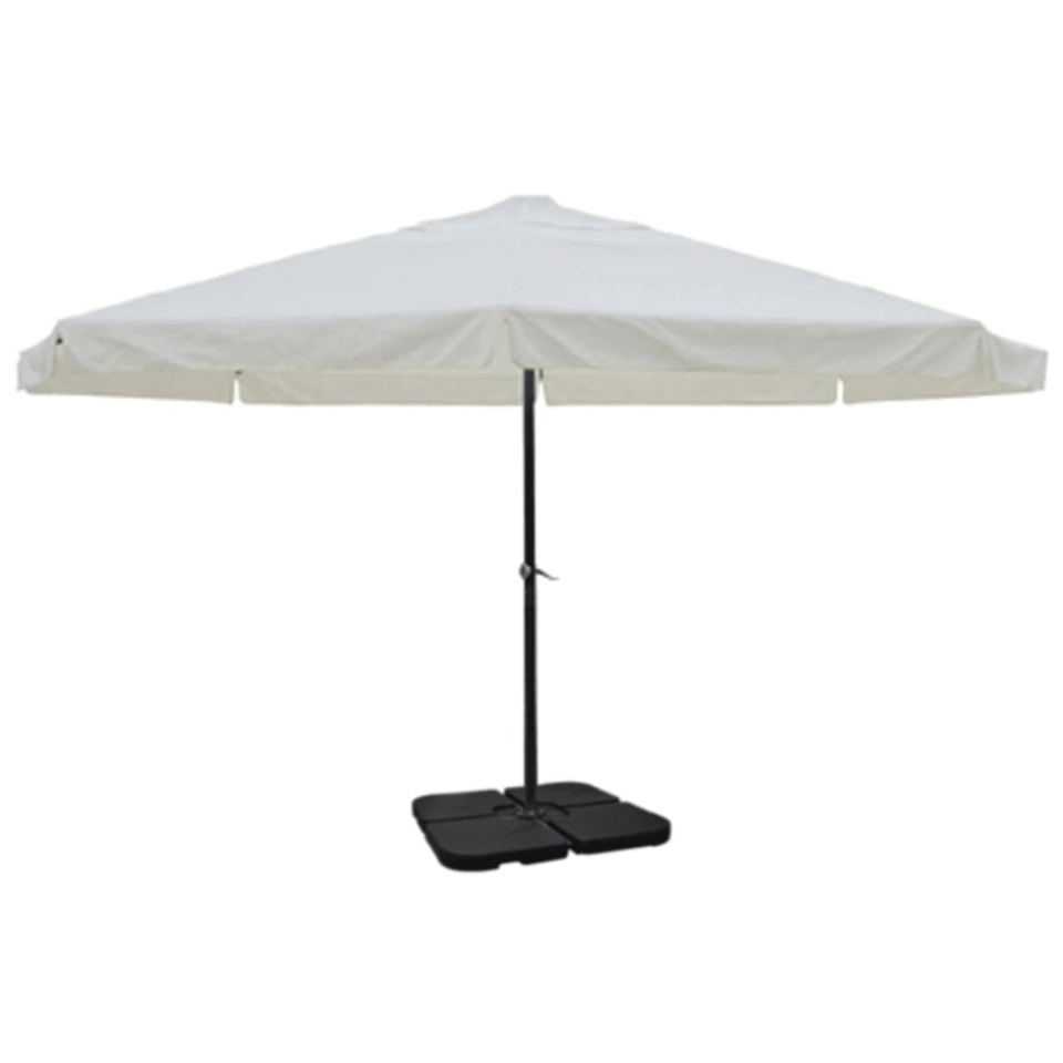 Umbrelă de soare de grădină din aluminiu cu bază portabilă, alb