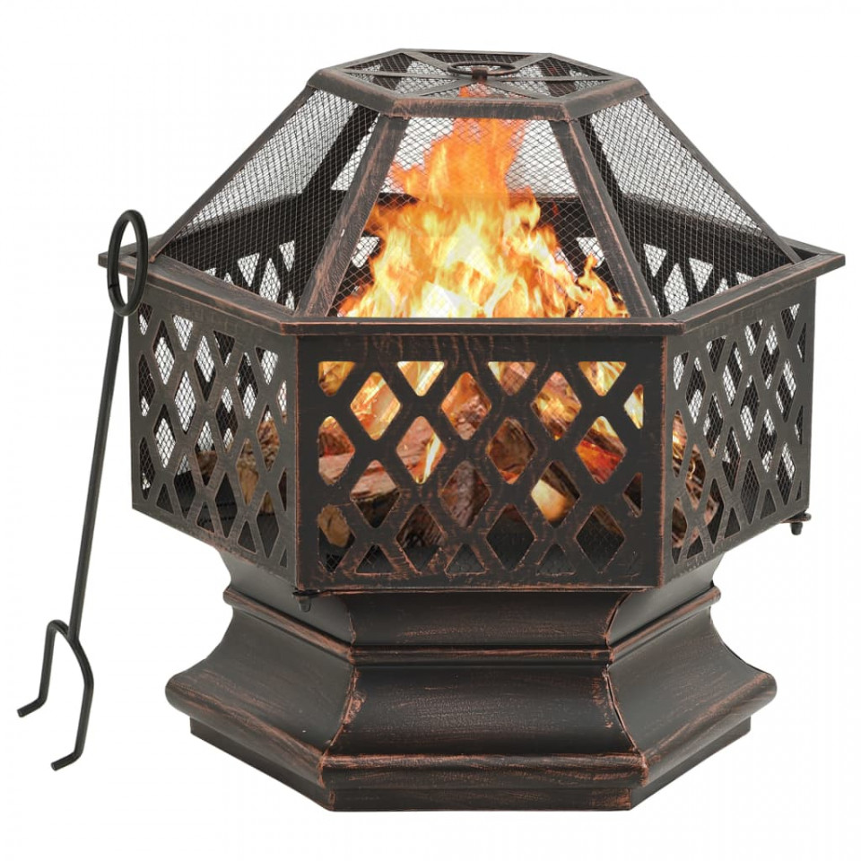 Vatră de foc rustică, cu vătrai 62x54x56 cm oțel, XXL Casa Practica