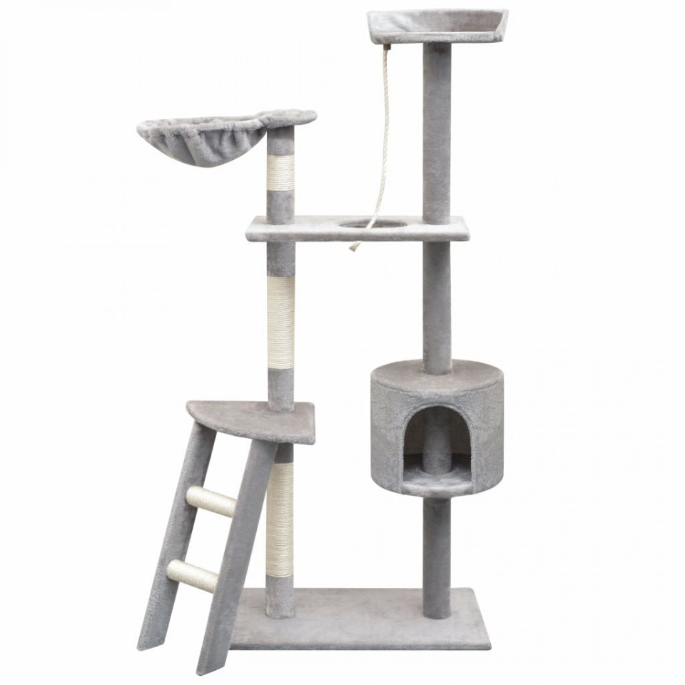 Ansamblu pisici, stâlpi cu funie de sisal, 150 cm, gri 150