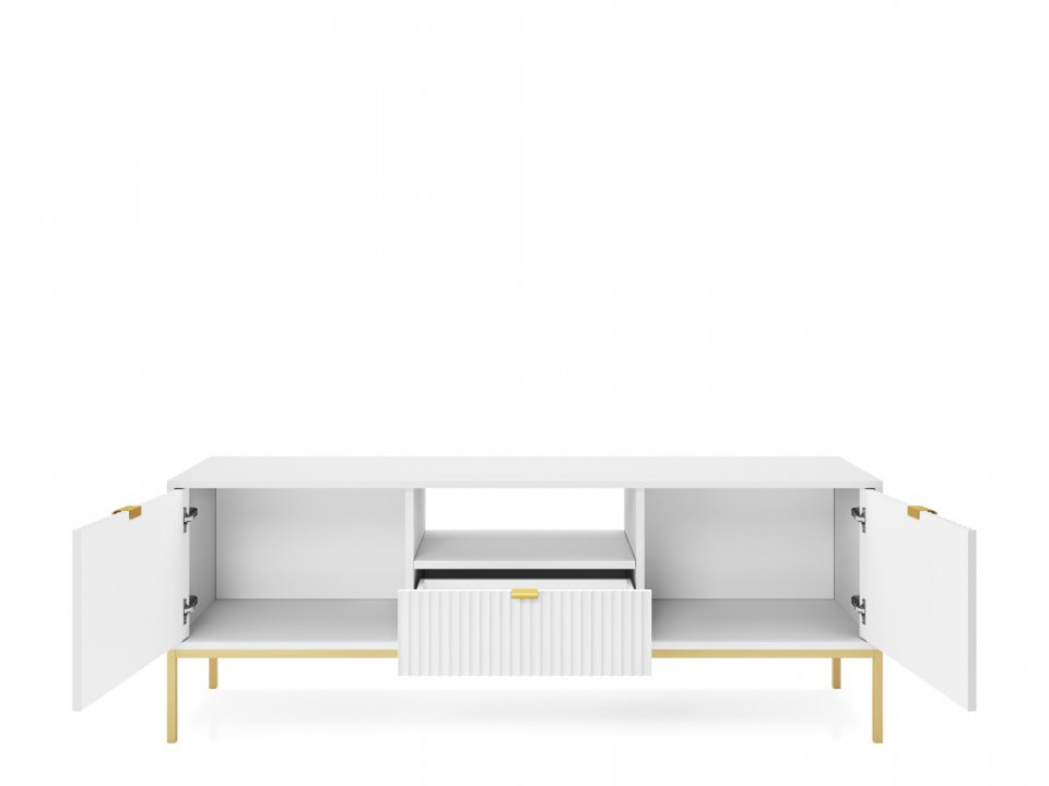 Aura AU01 TV stand 154cm 2D1S alb/auriu/auriu