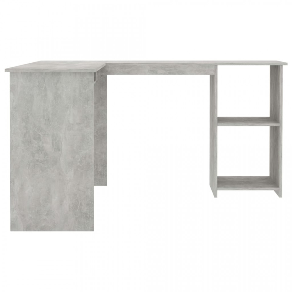 Birou de colț în formă de L, gri beton, 120 x 140 x 75 cm, PAL