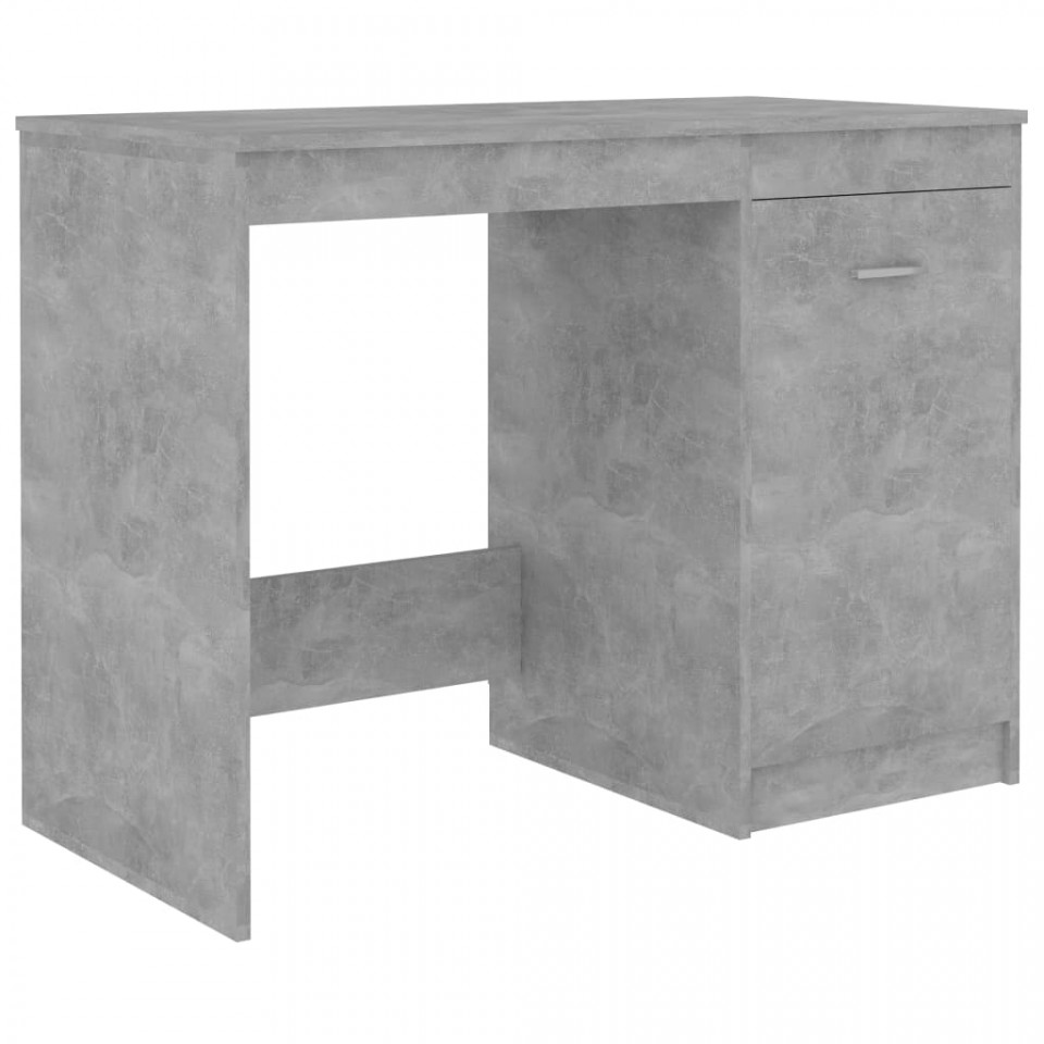 Birou, gri beton, 140 x 50 x 76 cm, lemn prelucrat