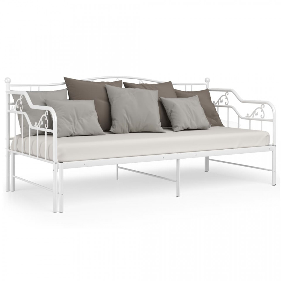 Cadru canapea extensibilă, alb, 90x200 cm, metal