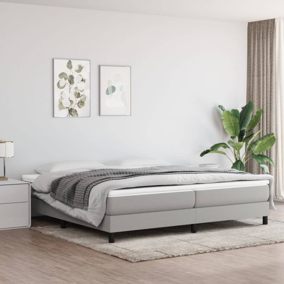 Cadru de pat box spring, gri deschis, 200x200 cm, textil