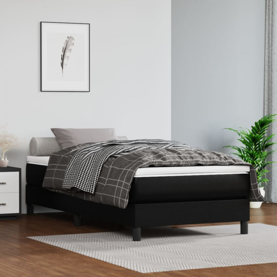 Cadru de pat box spring, negru, 80x200 cm, piele ecologică