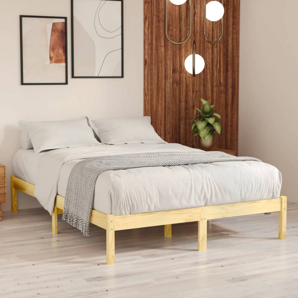 Cadru de pat UK Small Double, 120x190 cm, lemn masiv de pin