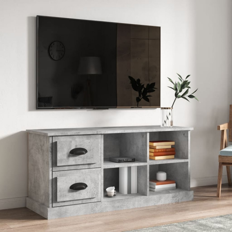 Poza Comoda TV, gri beton, 102x35,5x47,5 cm, lemn prelucrat