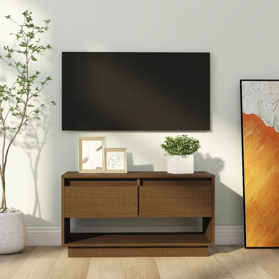 Poza Comoda TV, maro miere, 74x34x40 cm, lemn masiv de pin