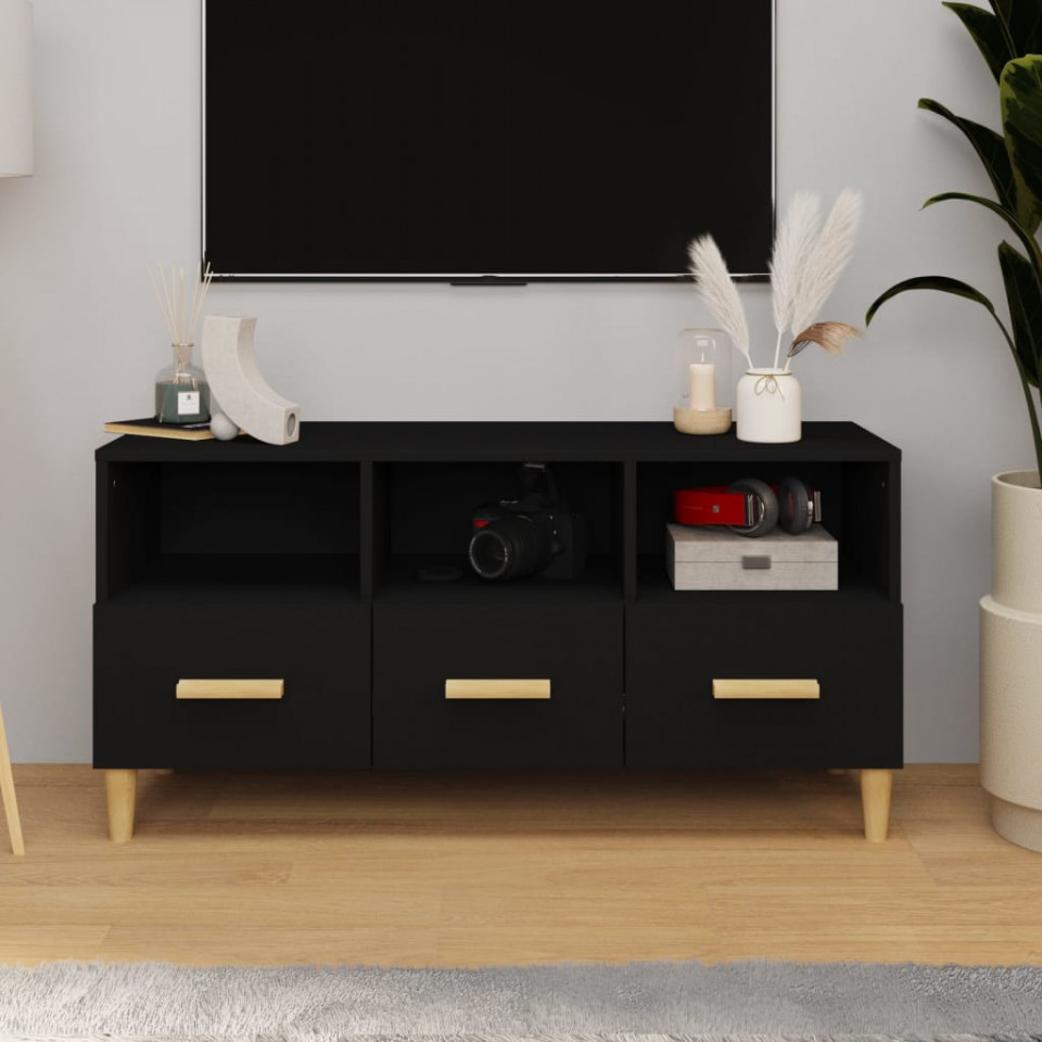 Poza Comoda TV, negru, 102x36x50 cm, lemn compozit