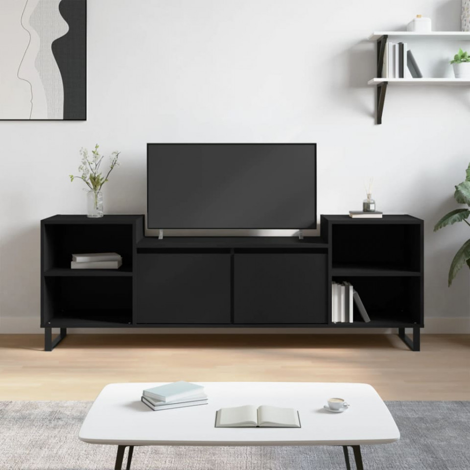 Comodă TV, negru, 160x35x55 cm, lemn prelucrat