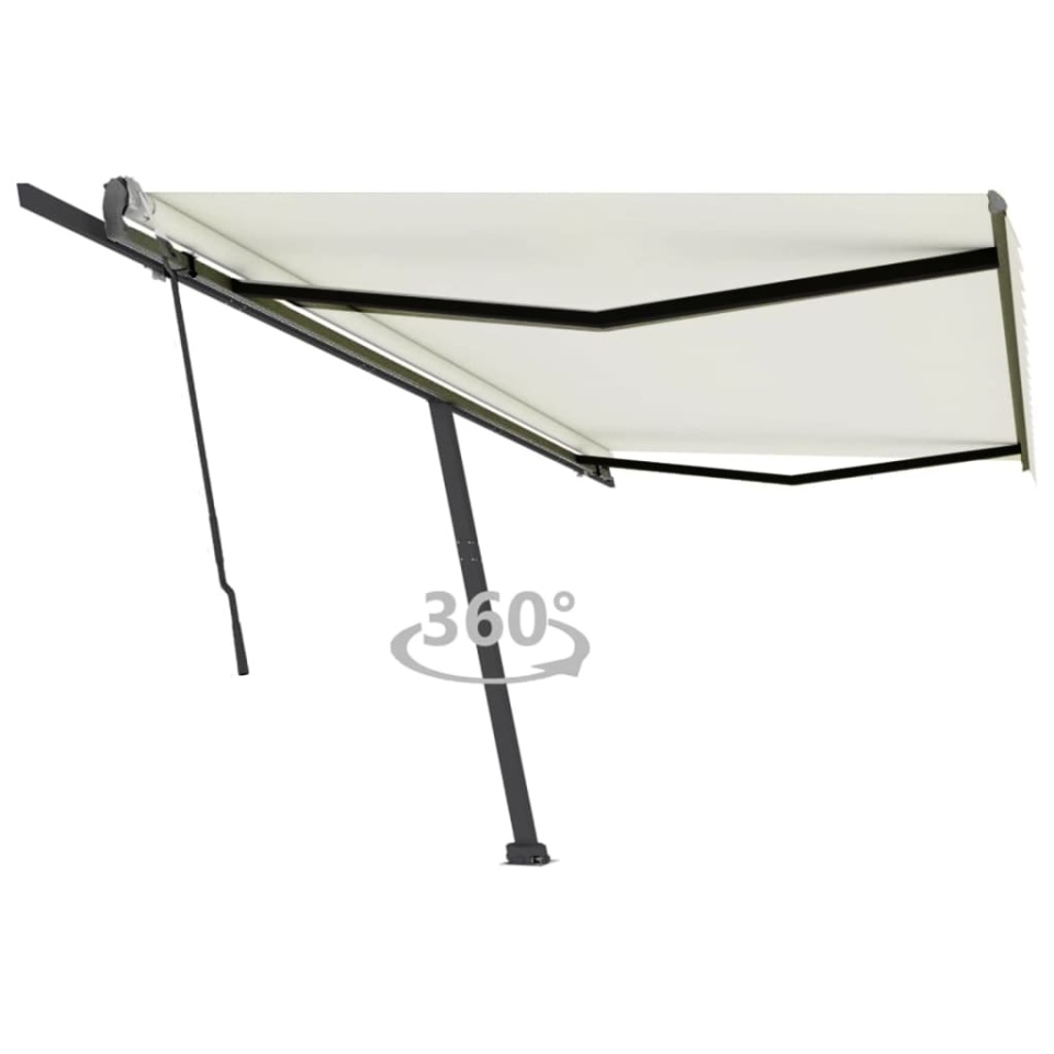 Copertină autonomă retractabilă manual, crem, 500x350 cm