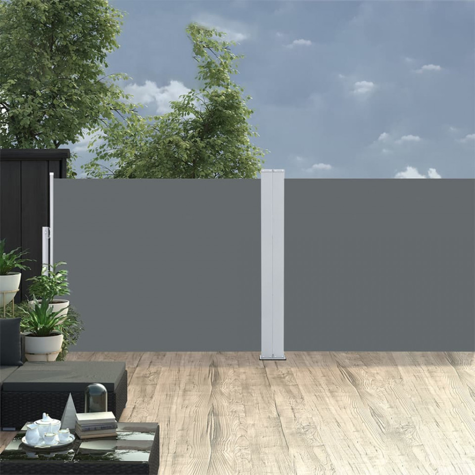 Copertină laterală retractabilă, antracit, 140 x 1000 cm