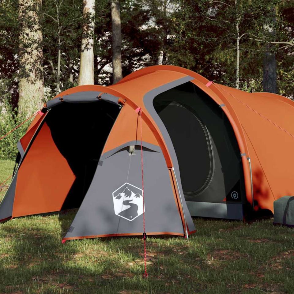 Cort de camping tunel 2 persoane, portocaliu, impermeabil
