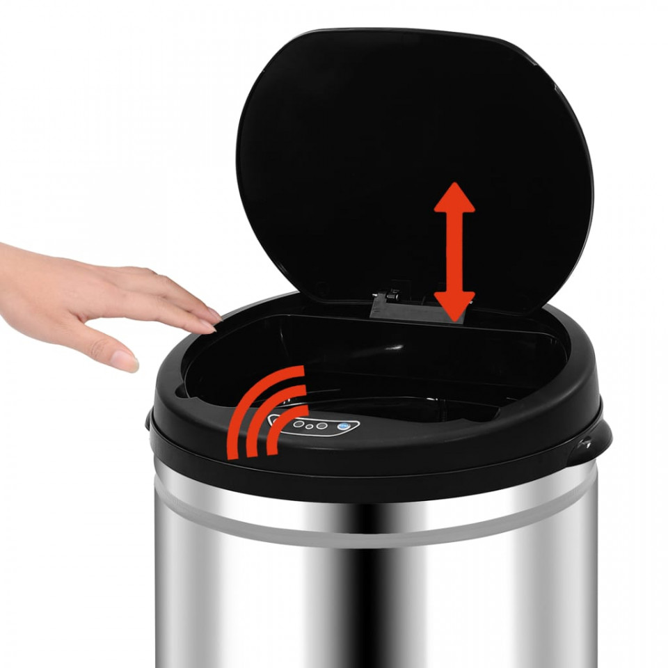 Coș de gunoi automat cu senzor, 50 L, oțel inoxidabil