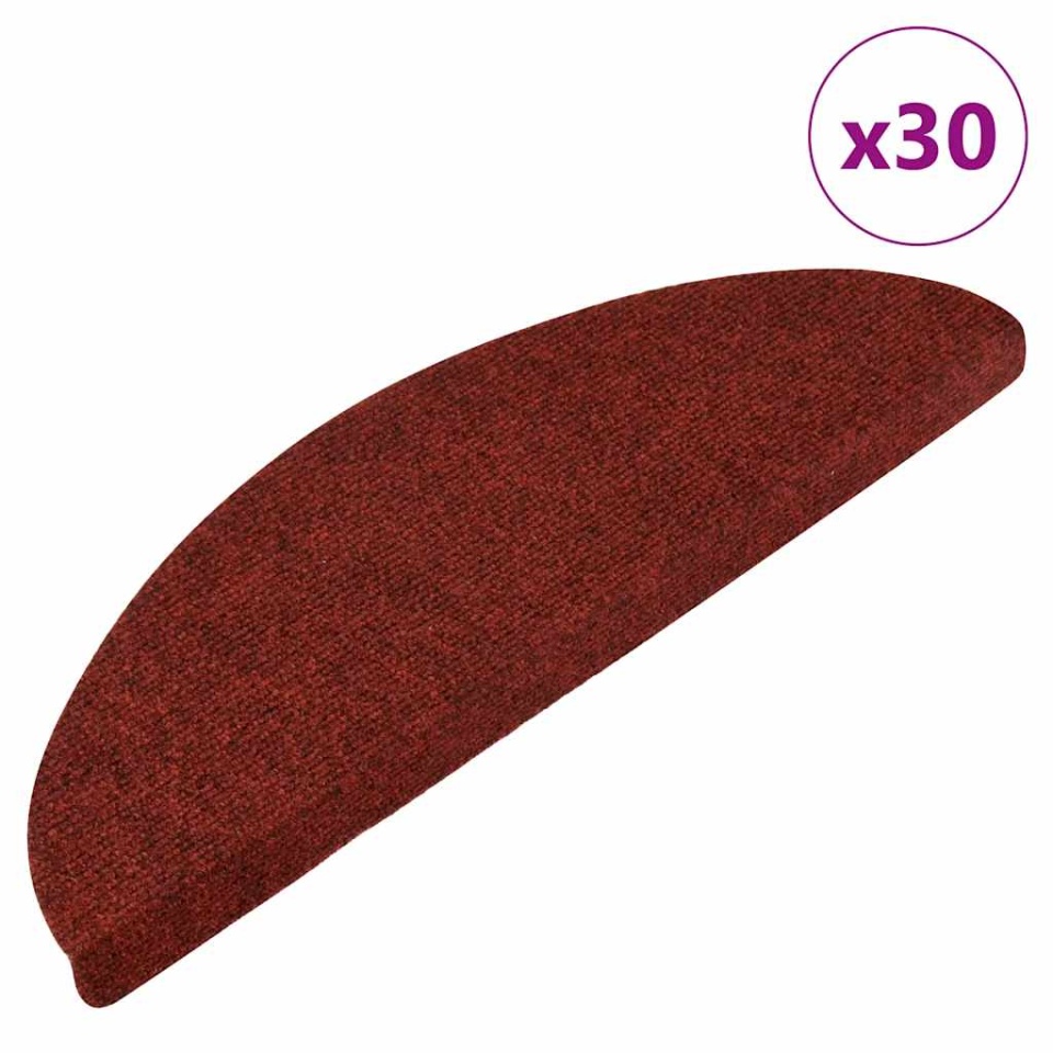 Covorașe scară autoadezive 30 buc Roșu 56x17x3 cm