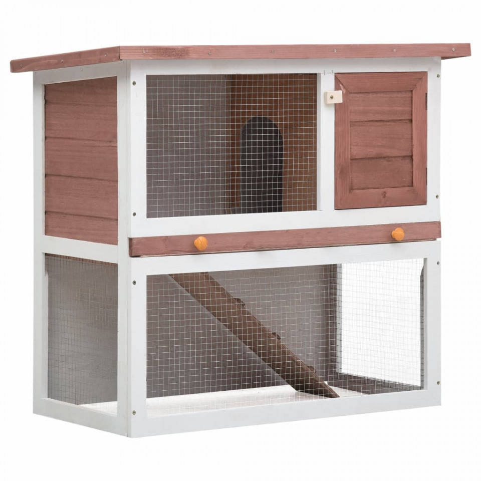 Cușcă de iepuri pentru exterior, 1 ușă, maro, lemn Casa Practica