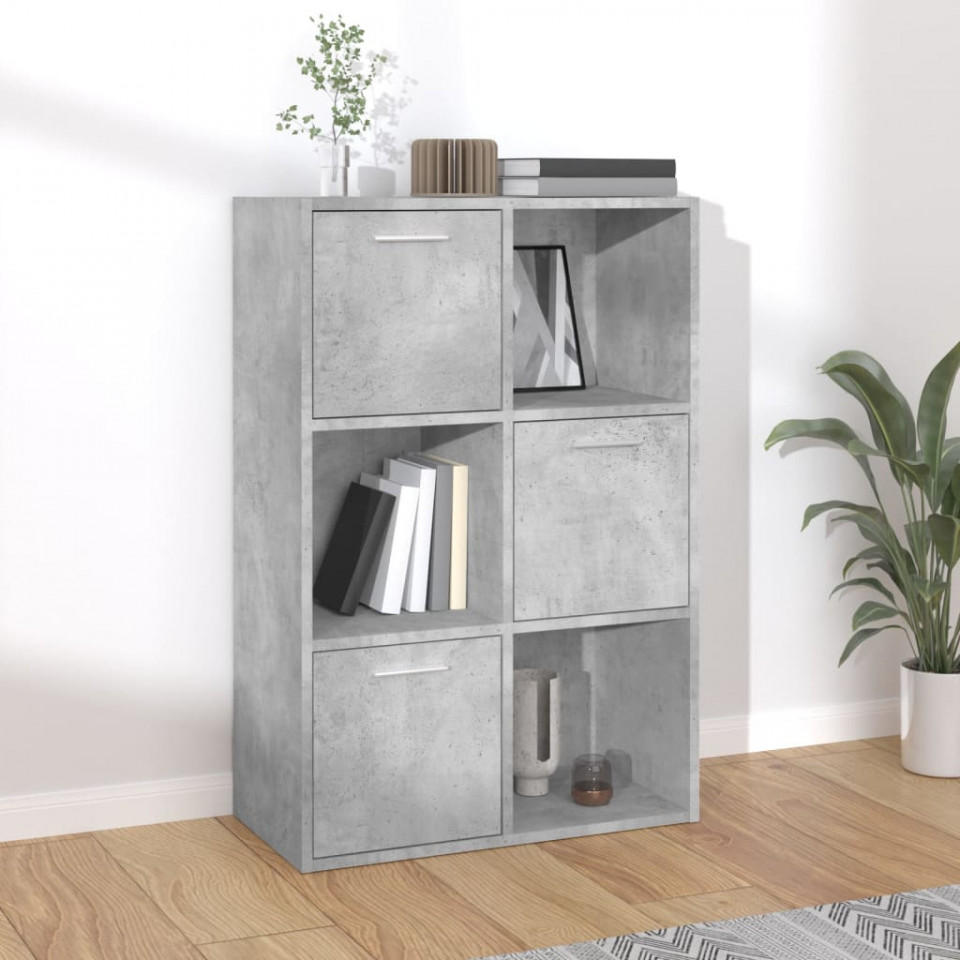Dulap de depozitare, gri beton, 60 x 29,5 x 90 cm, PAL
