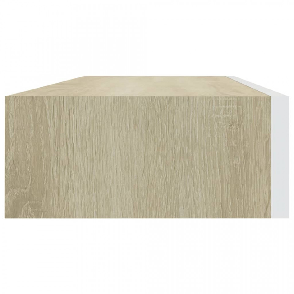Dulap de perete cu sertar, stejar și alb, 60x23,5x10 cm, MDF