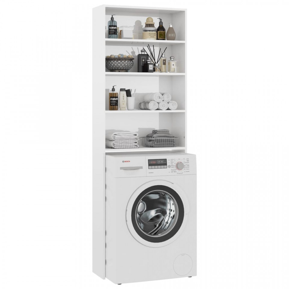 Dulap mașina de spălat, alb extralucios, 64x24x190 cm