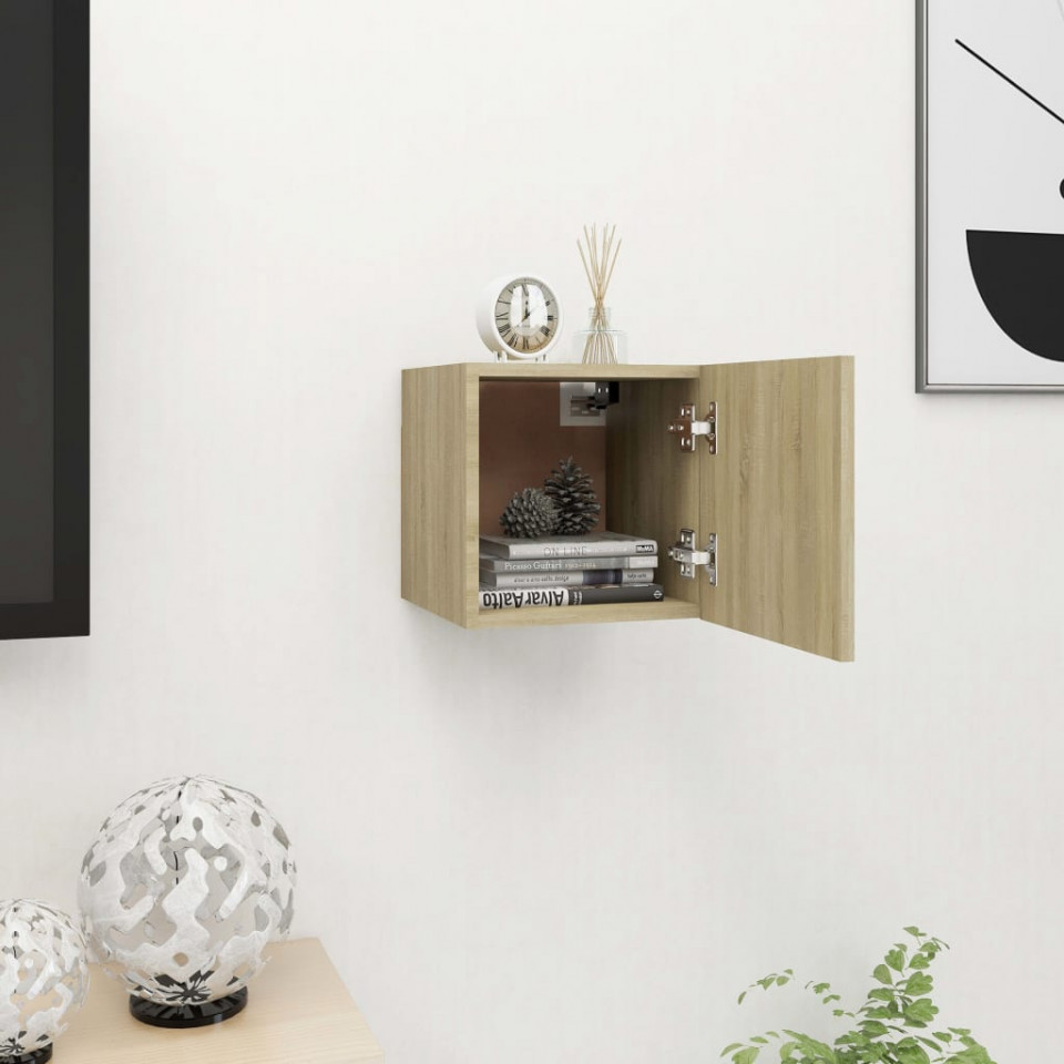 Dulap tv montaj pe perete, stejar sonoma, 30,5x30x30 cm