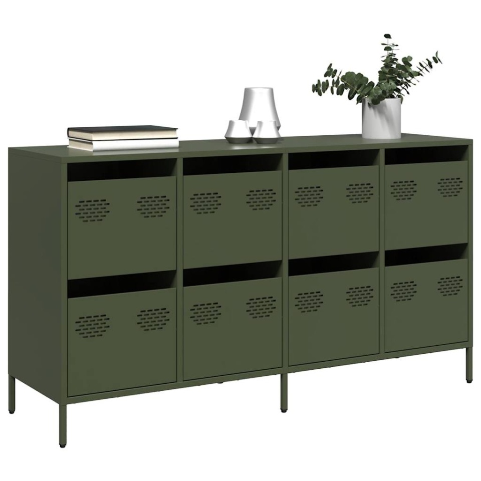 Dulap, verde măsliniu, 135x39x73,5 cm, oțel laminat la rece