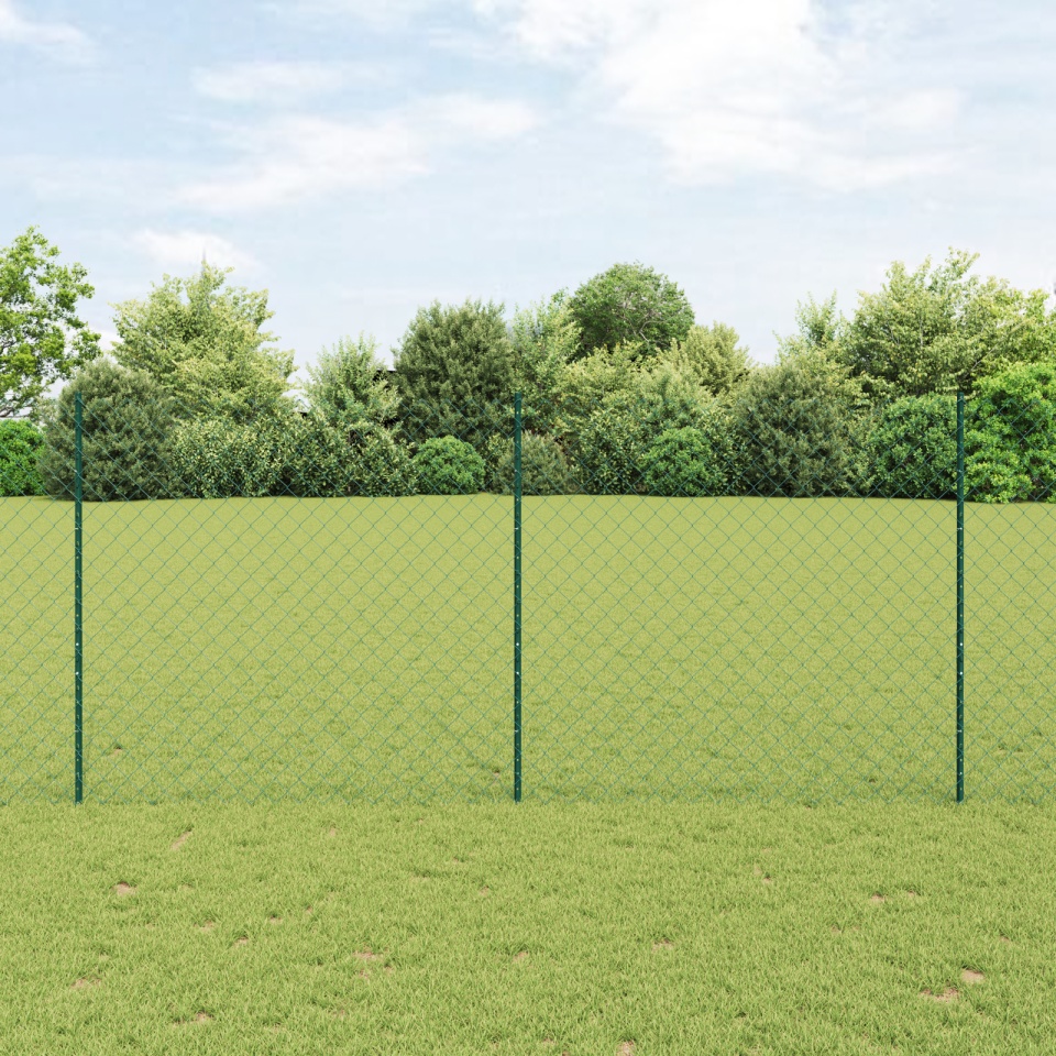 Gard cu Lant cu 10 U Posturi Verde 1.4x10 m Oțel