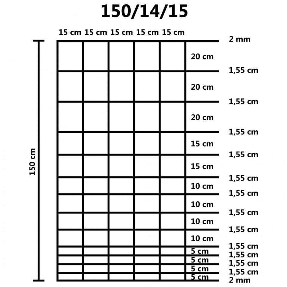 Gard de grădină, 50 m, oțel galvanizat, 150 cm