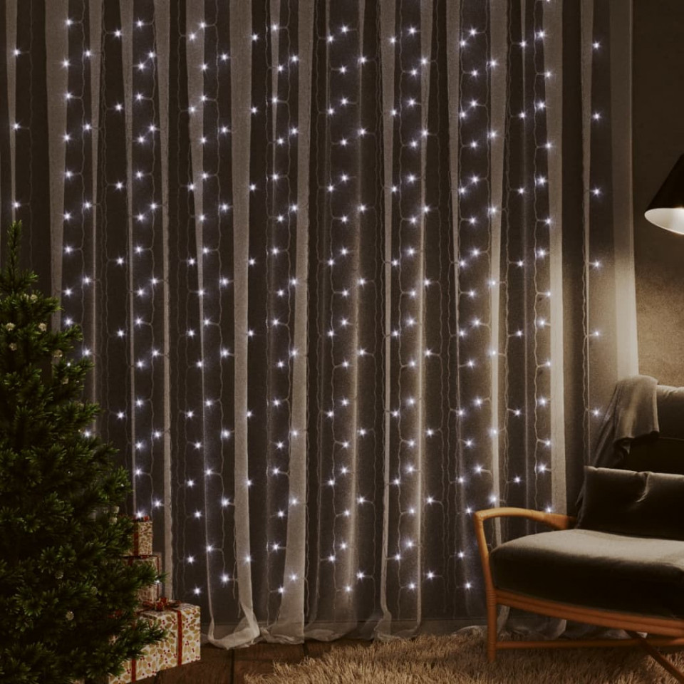 Instalație lumini tip perdea 3x3 m 300 led alb rece 8 funcții