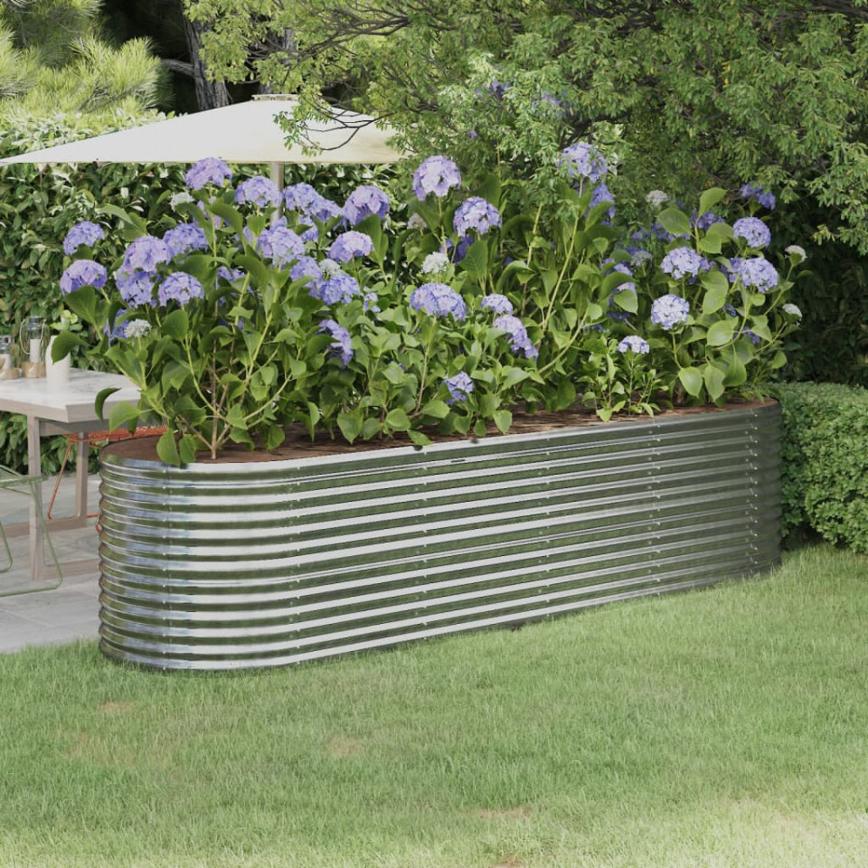Jardinieră argintiu 296x80x68 cm oțel vopsit electrostatic