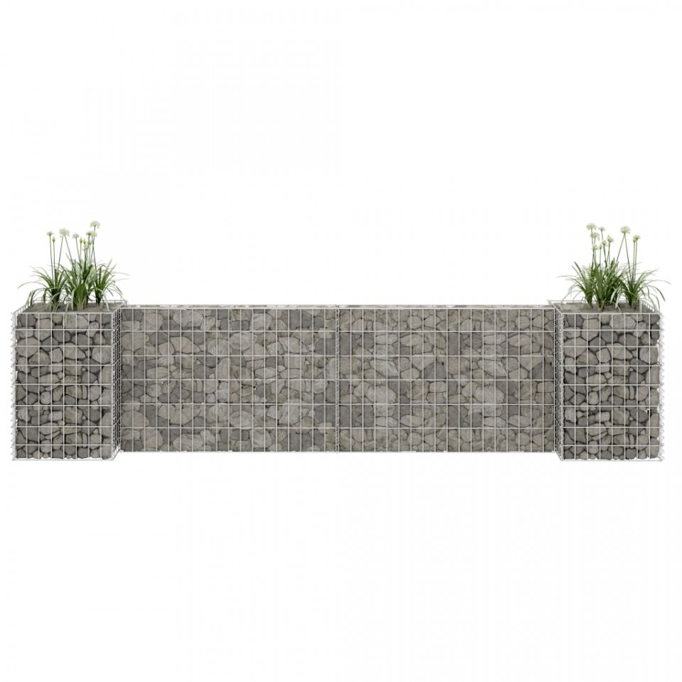 Jardinieră gabion în formă de h, sârmă oțel, 260 x 40 x 60 cm
