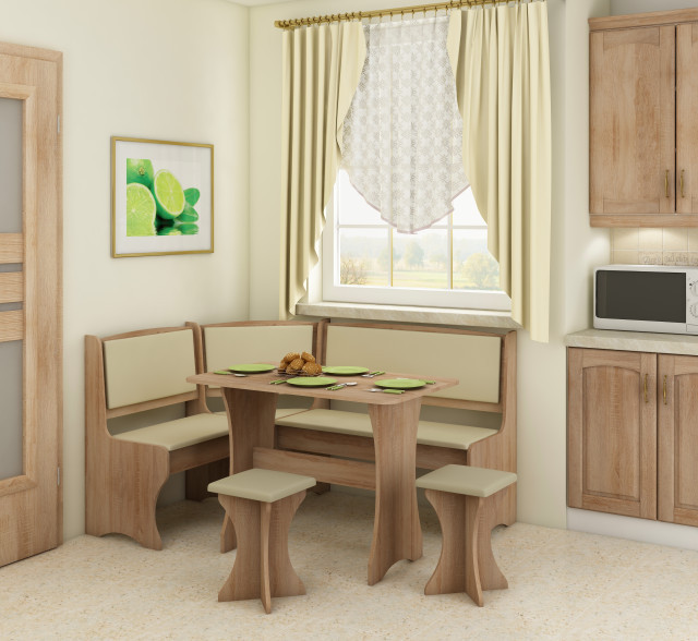 Kitchen Corner Set With Stools | Eco Beige/S.Bright casapractica.ro