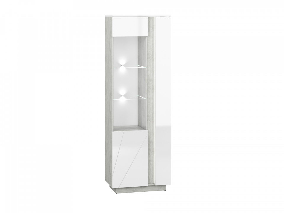 Lumens 03 display vitrina deschidere stanga beton/white high gloss casapractica.ro