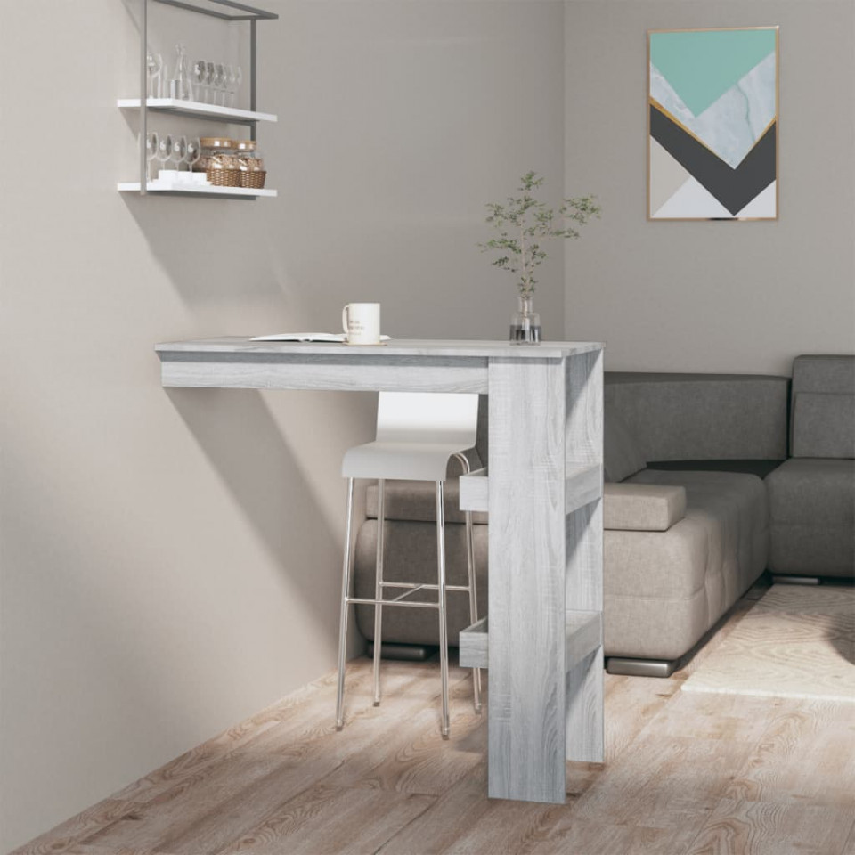 Masă de bar de perete gri sonoma 102x45x103,5 cm lemn prelucrat