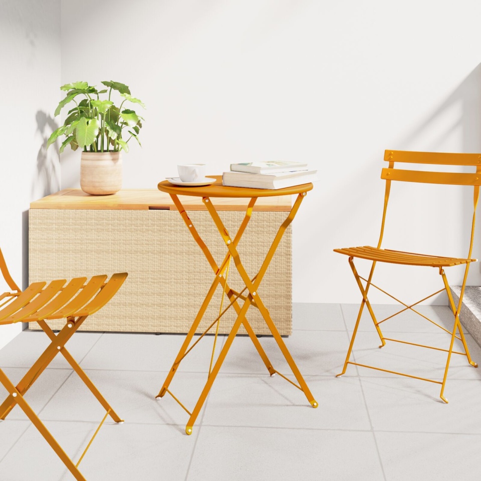 Masă de Bistro Pliabilă Muștar Ø50x71 cm Oțel vopsit electrostatic