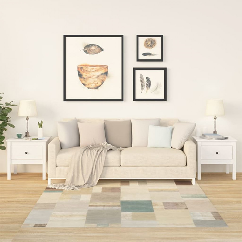 Mese laterale, 2 buc., alb, 50x50x49 cm, lemn masiv de pin