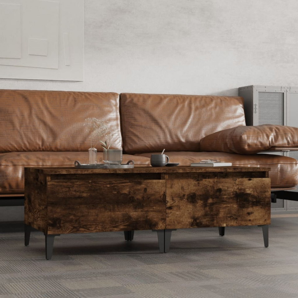 Mese laterale 2 buc. stejar fumuriu 50x46x35 cm lemn prelucrat
