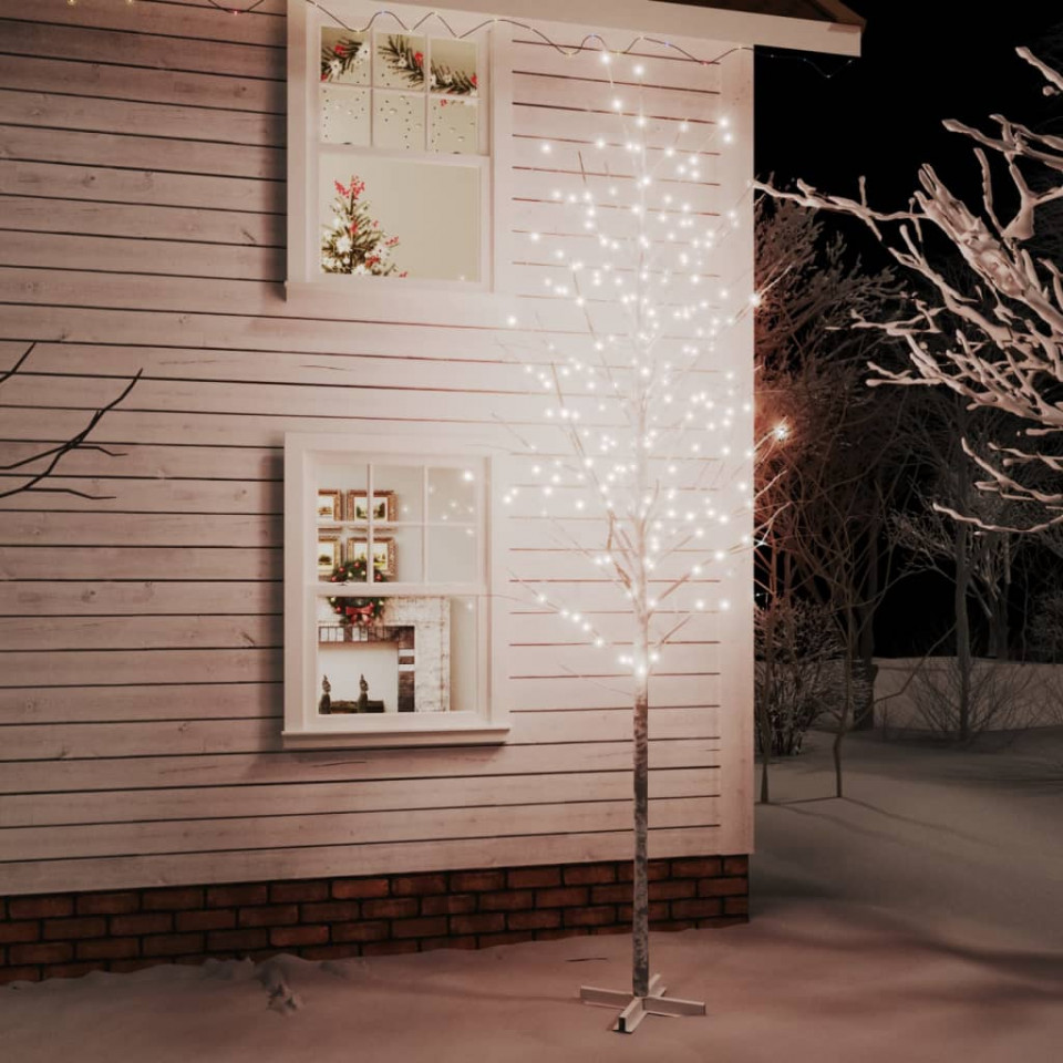 Mesteacăn cu led, alb, 672 led-uri alb calde, 400 cm