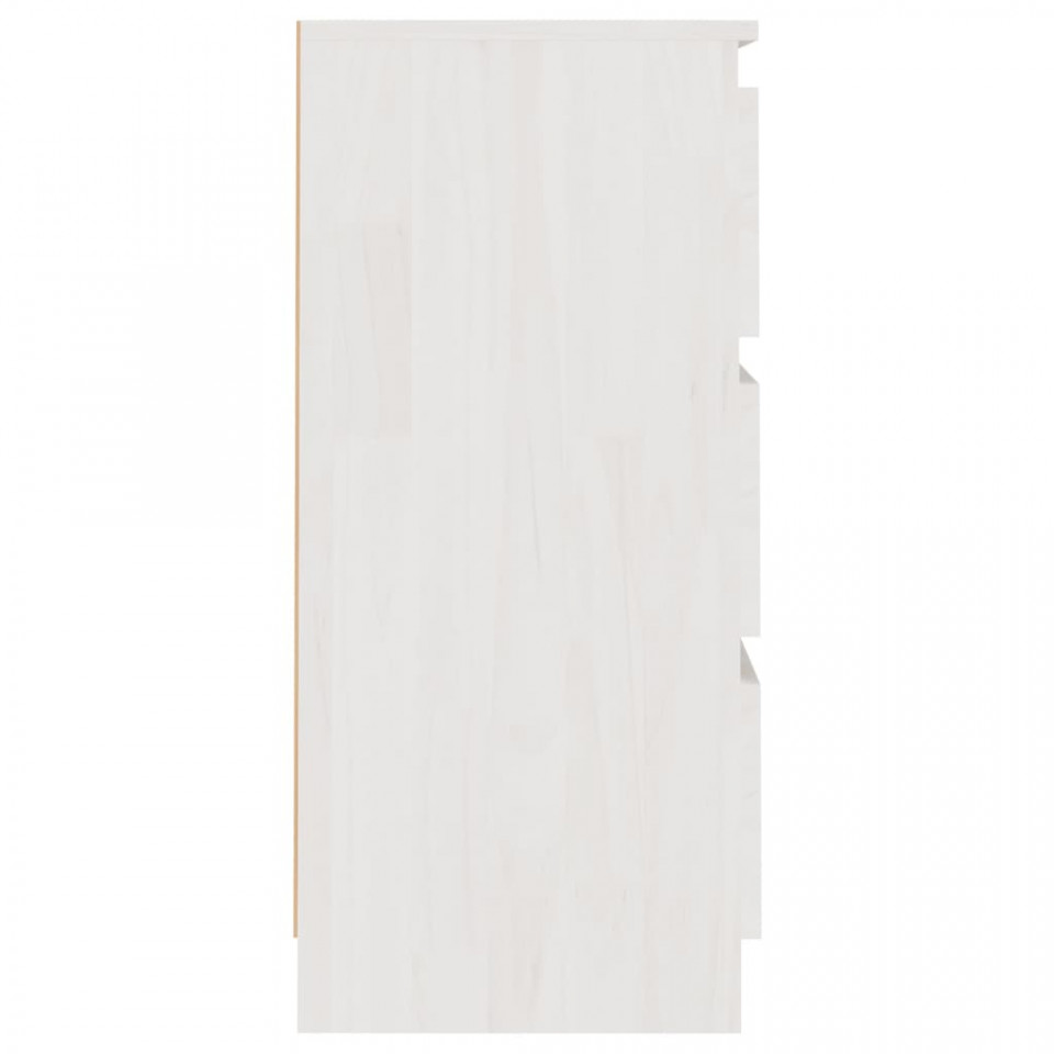 Noptiere, 2 buc, alb, 40x29,5x64 cm, lemn masiv de pin