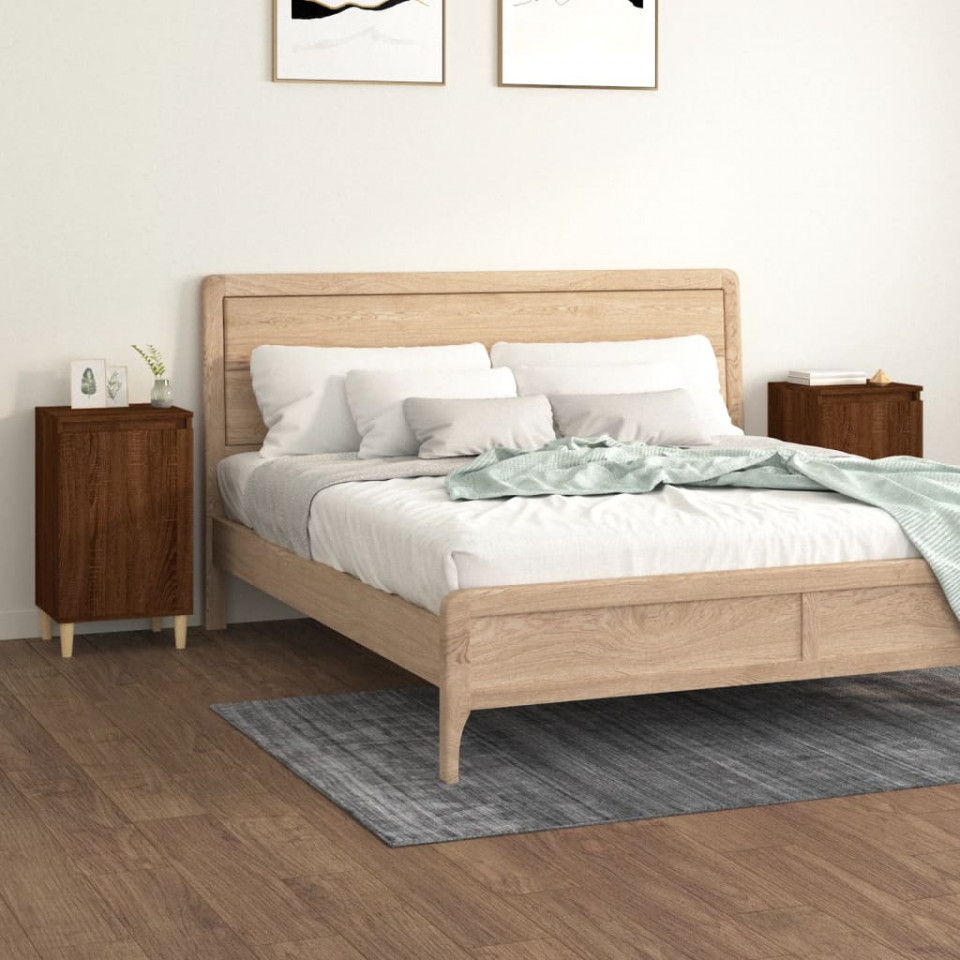 Noptiere, 2 buc., stejar maro, 40x35x70 cm, lemn prelucrat