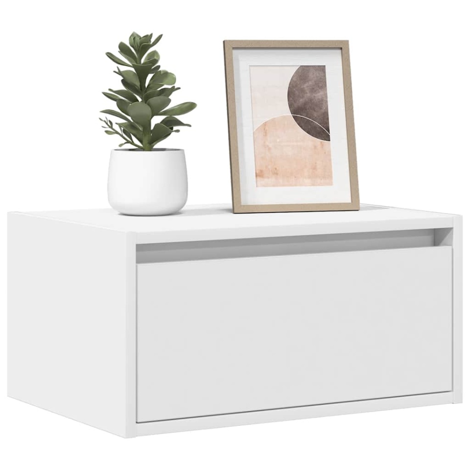 Noptiere montate pe perete cu lumini LED, 2 buc., alb