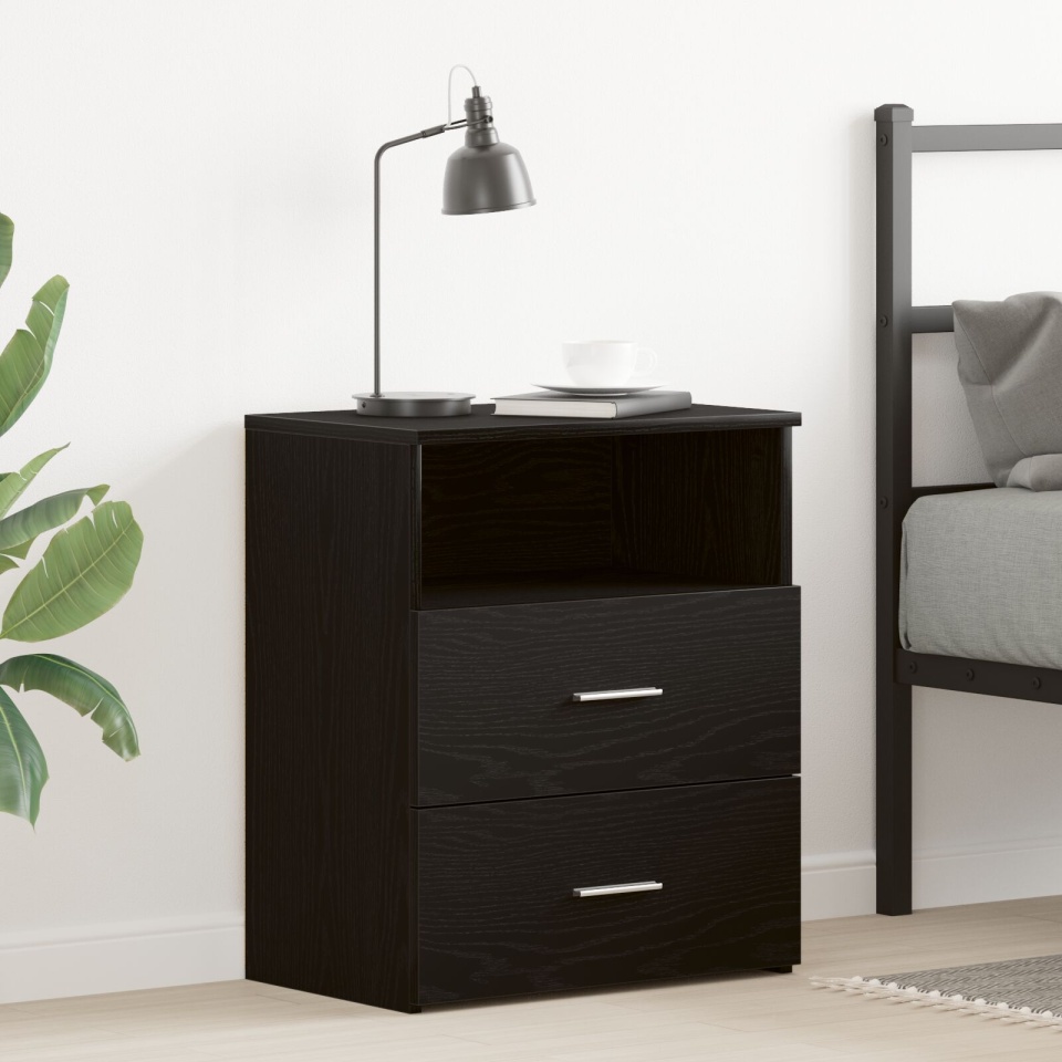 Noptierea Negru Stejar 50x32x60cm din lemn prelucrat